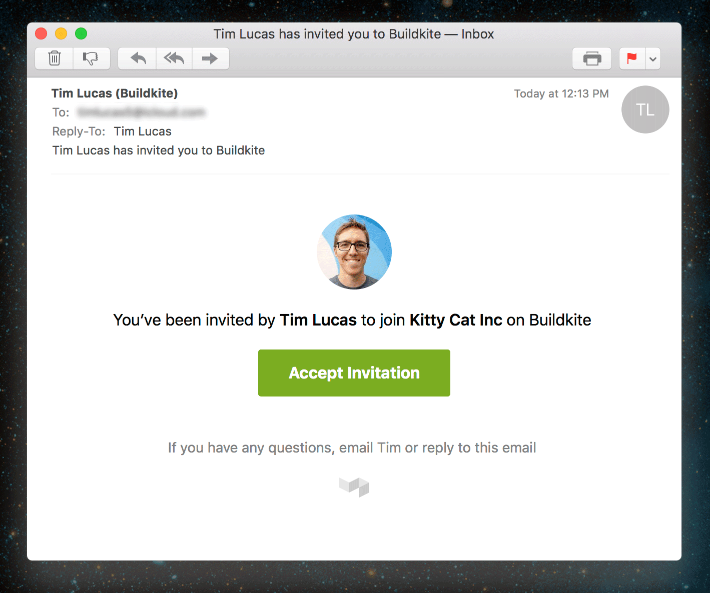 Buildkite Email Invitation