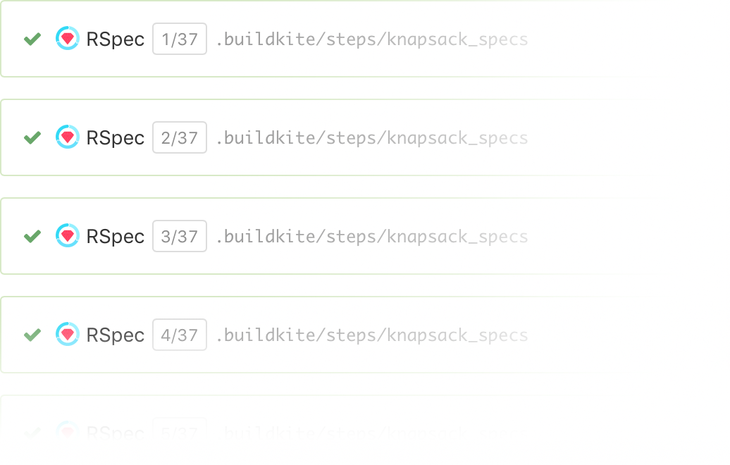 The same parallel jobs, represented with more detail down the page