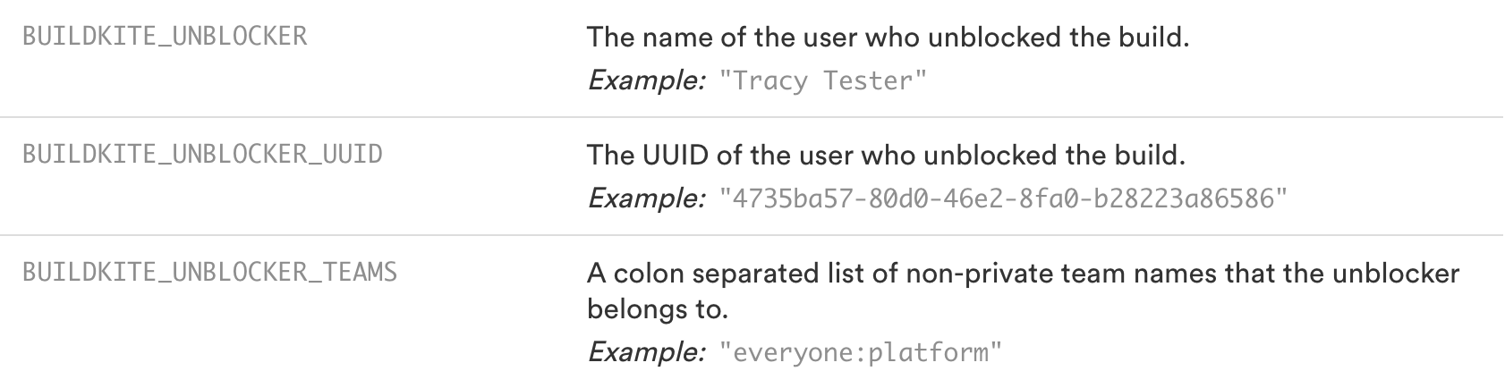 List of unblocker environment variables from the documentation linked earlier