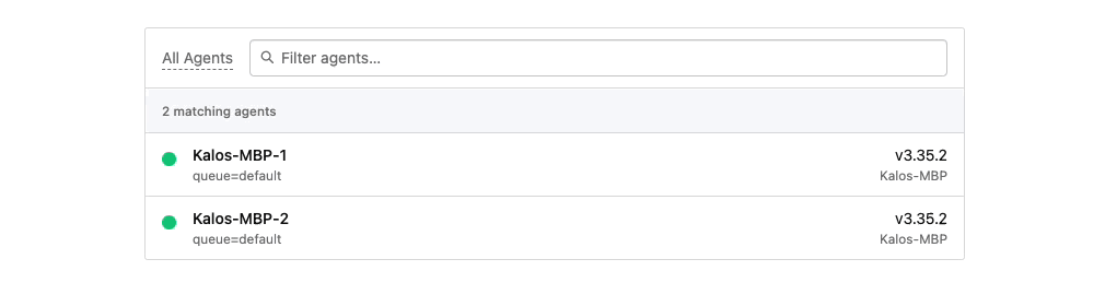 Agents page listing all agents, and then being filtered to only busy agents