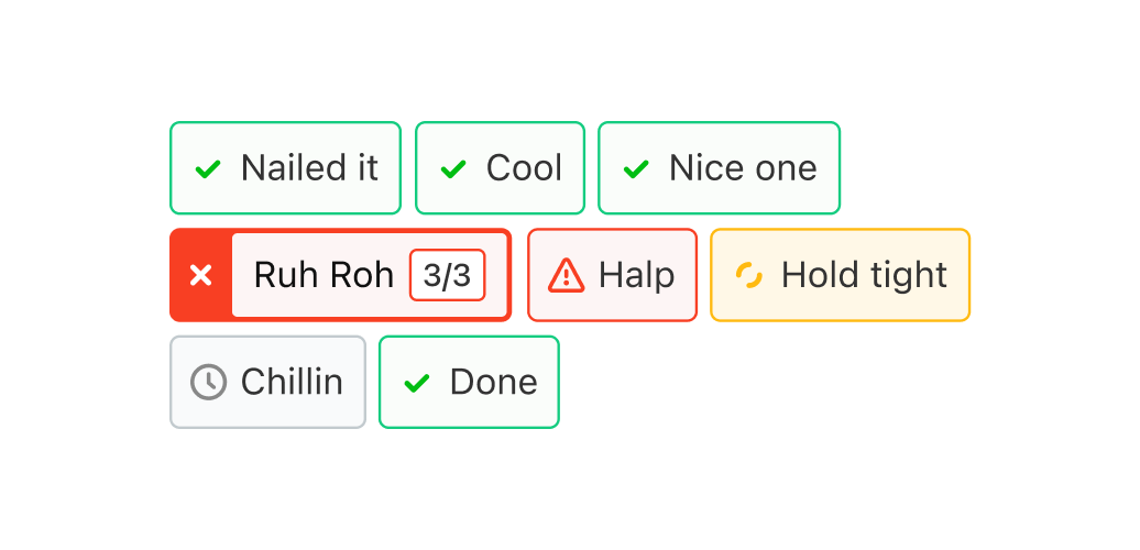 Focused screenshot of some build steps in different states