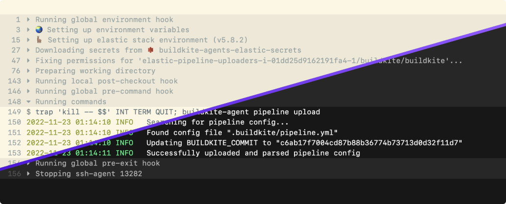 Job log showing both light and dark themes