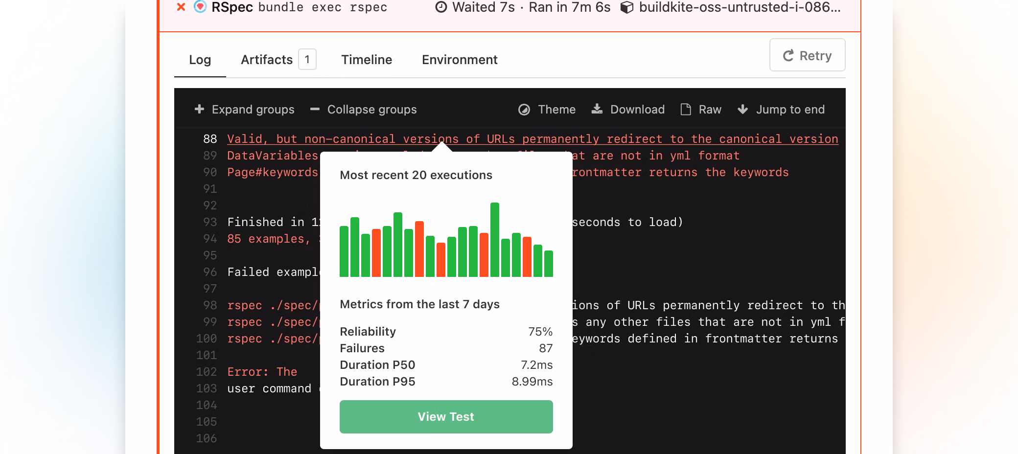 Test insights directly in your build logs