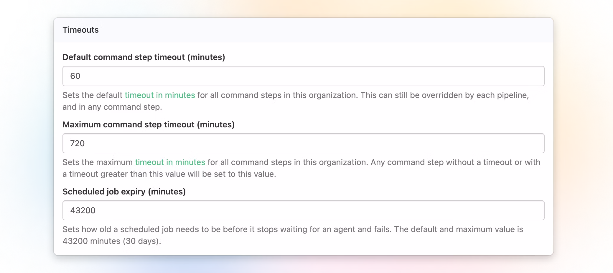 Scheduled job timeouts