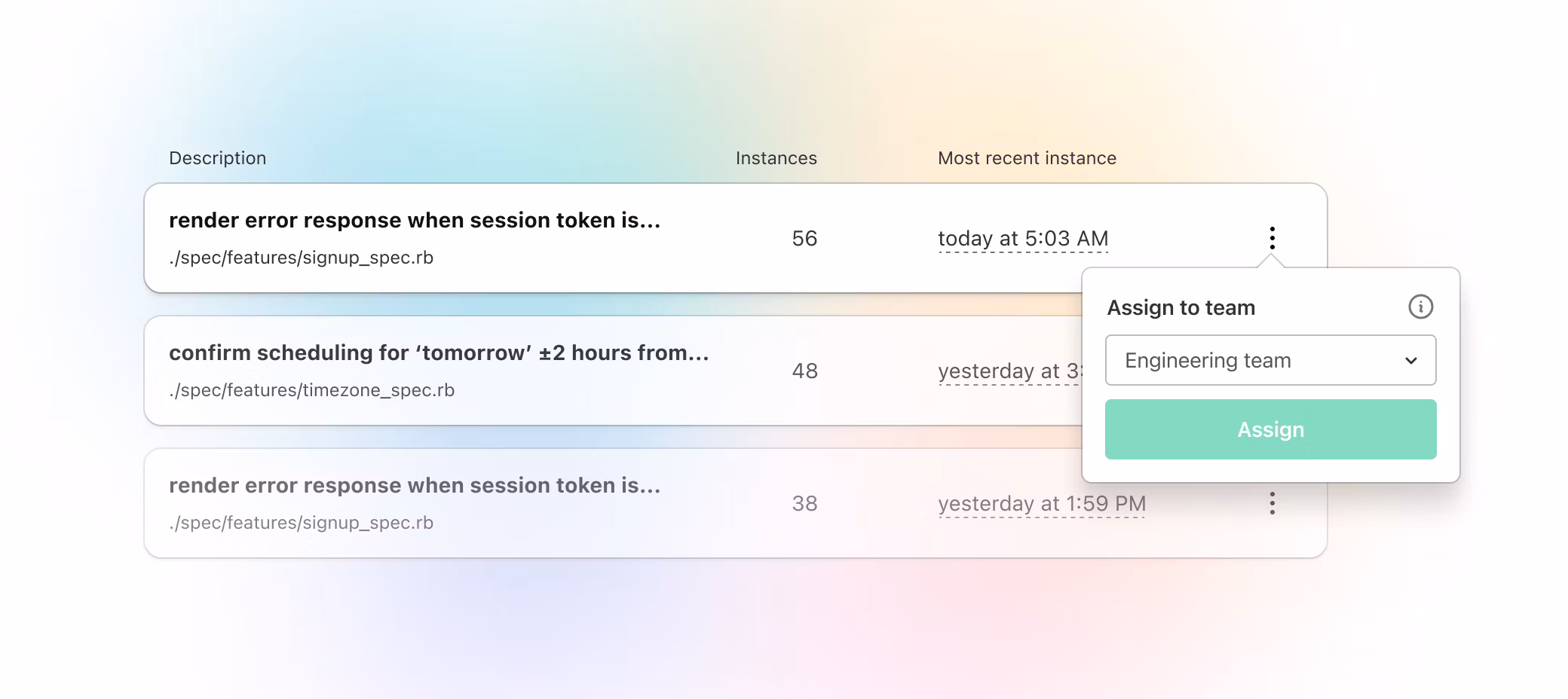 Group flaky tests by team