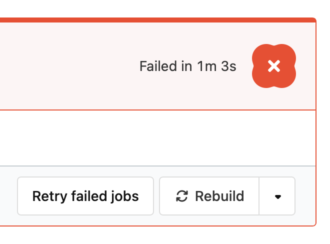 The Retry failed jobs button displays on a build that's finished.