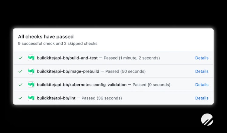 Buildkite jobs passing on a pull request