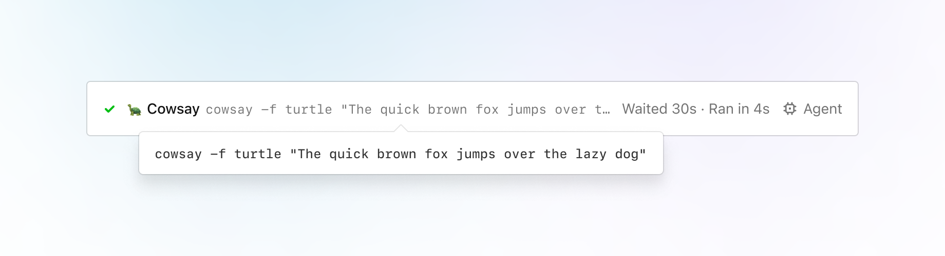 A job row shows a full command in a hover state