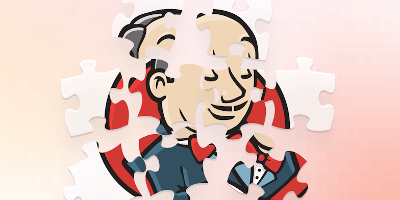 Jenkins logo in a bunch of puzzle pieces