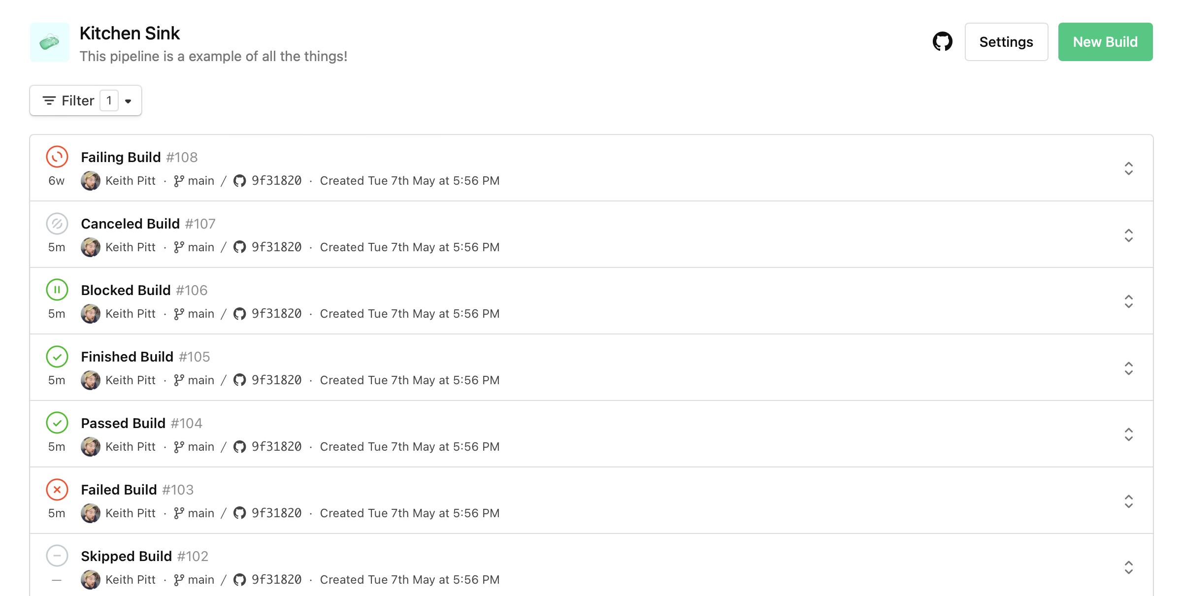 New Build list view