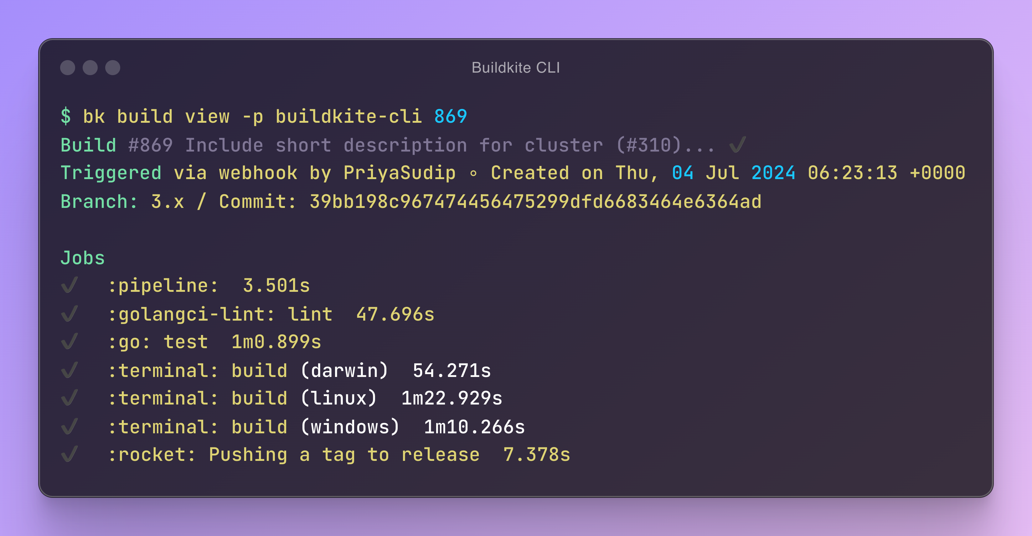 BK CLI output