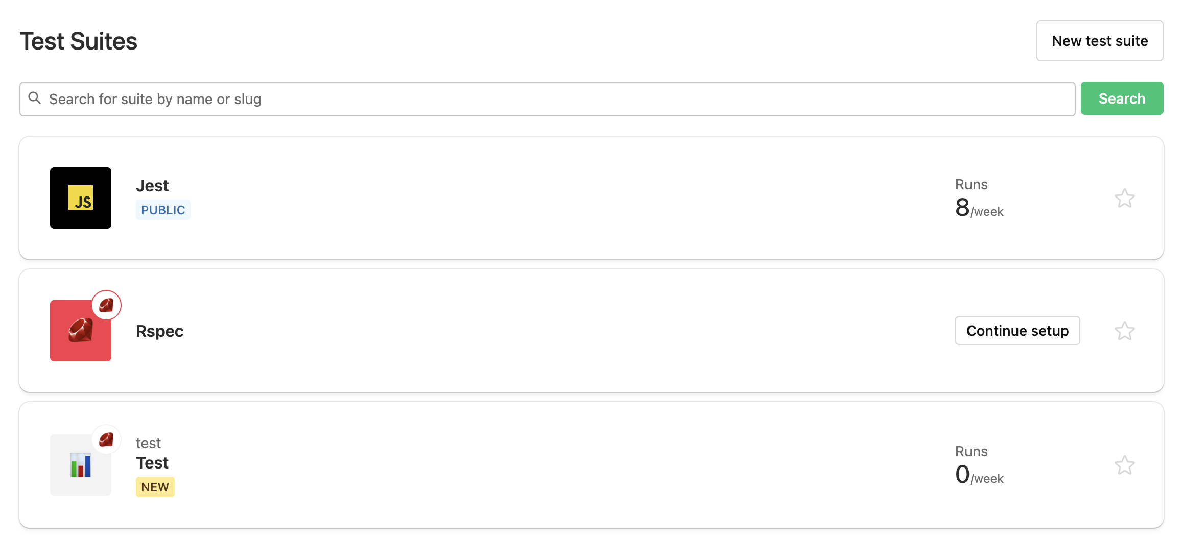 Search on suites page
