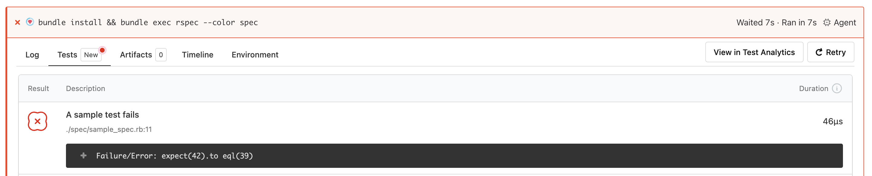Tests tab