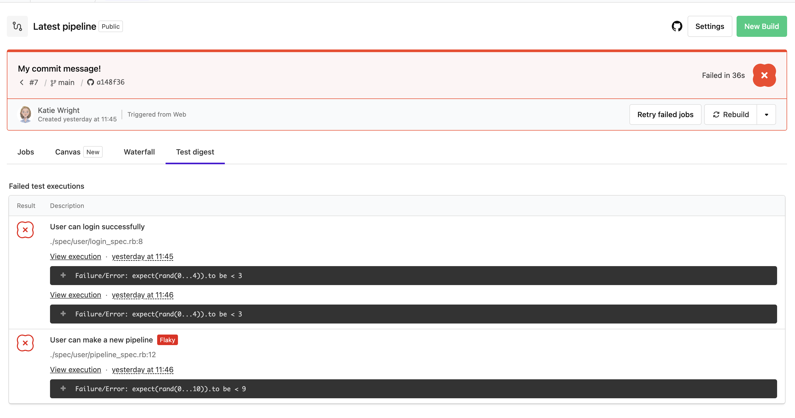 Test digest on the build page