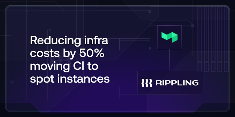 Buildkite presenter Mike Morgan with Rippling team members discussing reducing infrastructure cost through moving CI to AWS spot instances