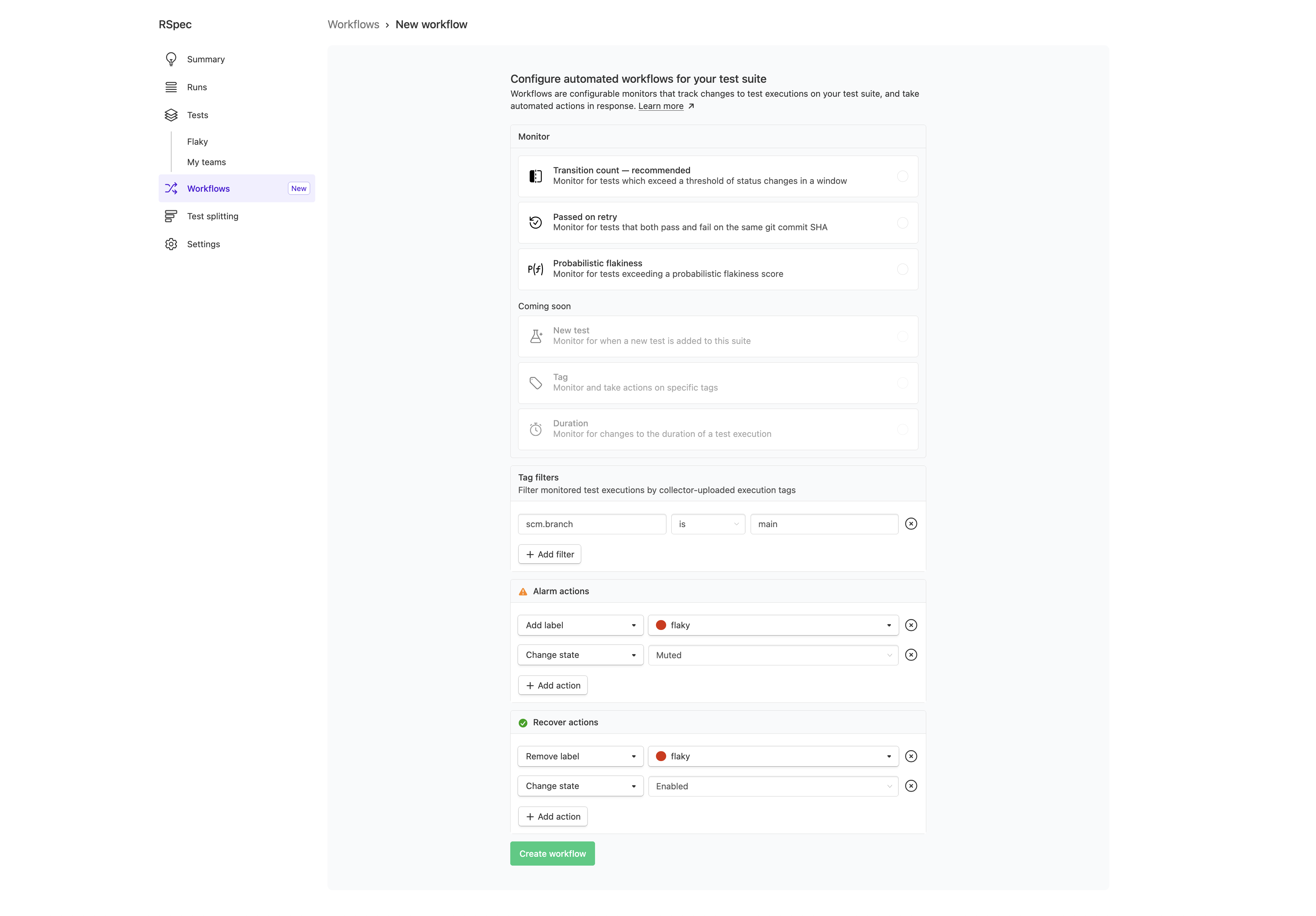 Create workflow