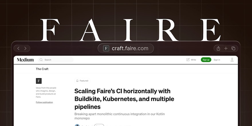 A browser showing the Medium blog post from Faire