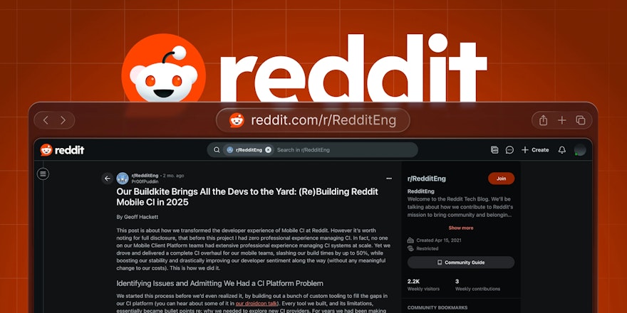 A browser showing the reddit post from Reddit Engineering