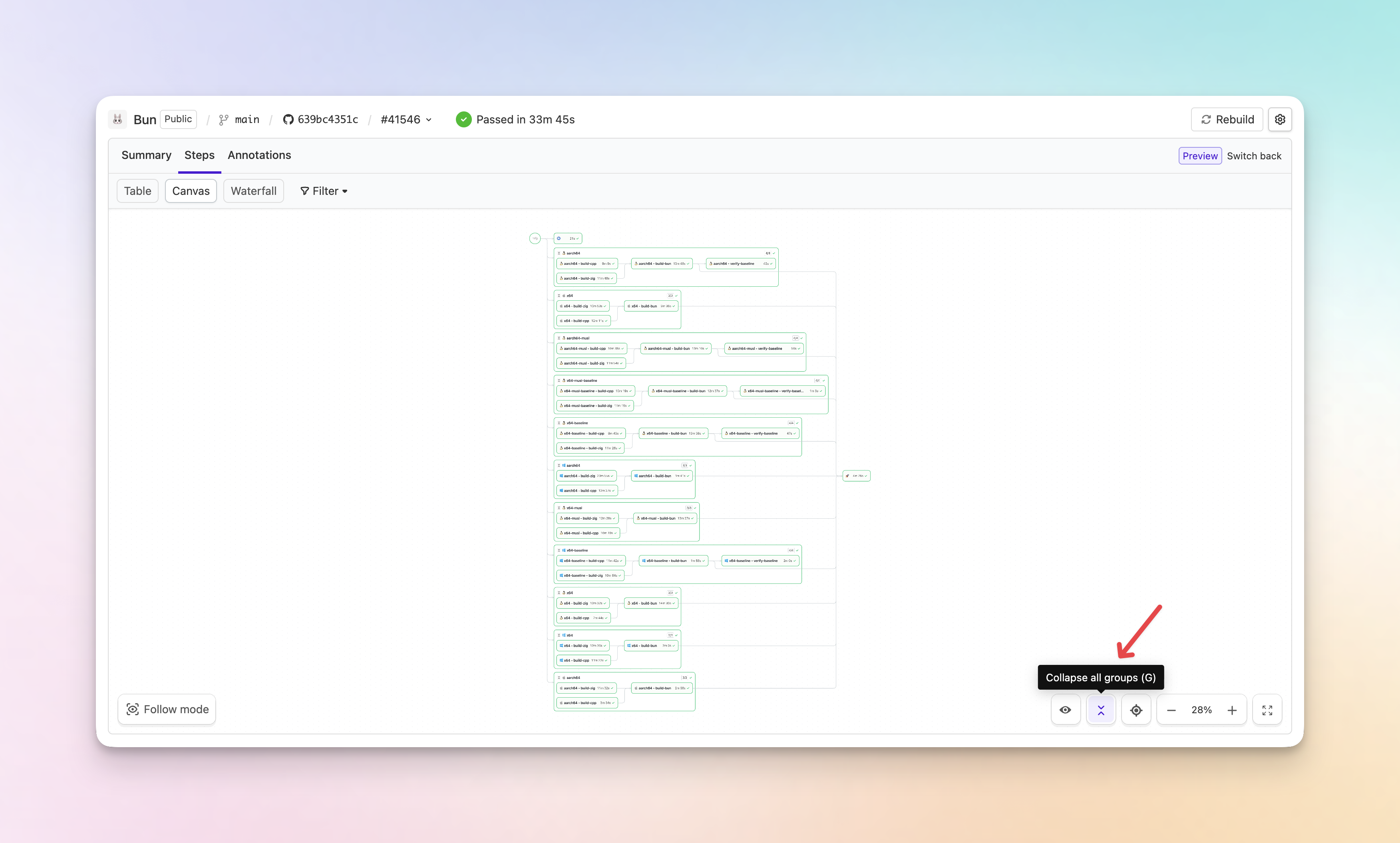 Expanded group steps on the build canvas