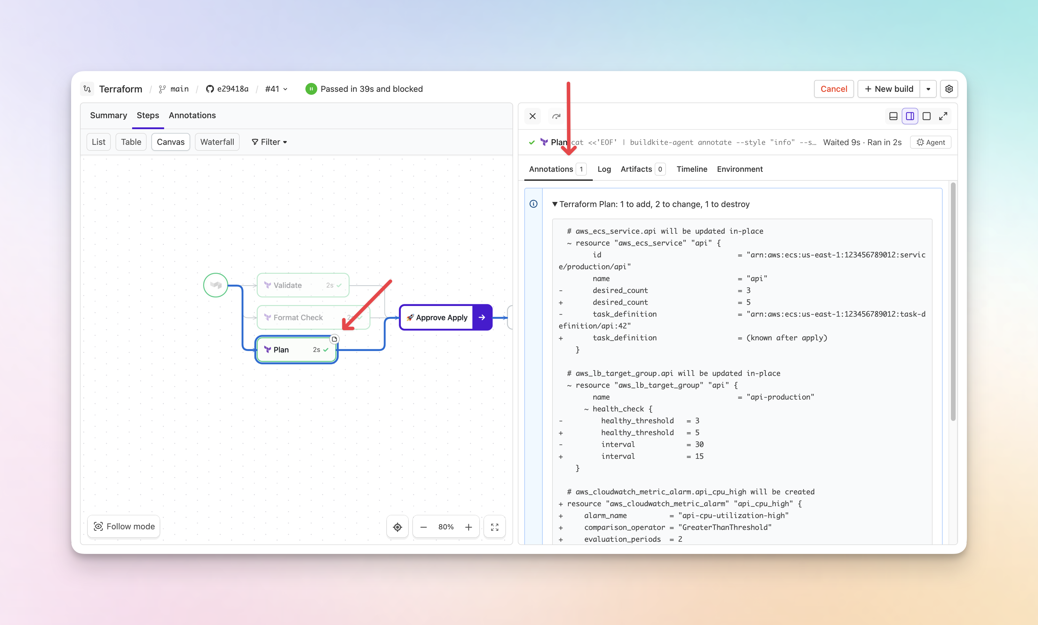 Annotation badge and Annotations tab on the job drawer