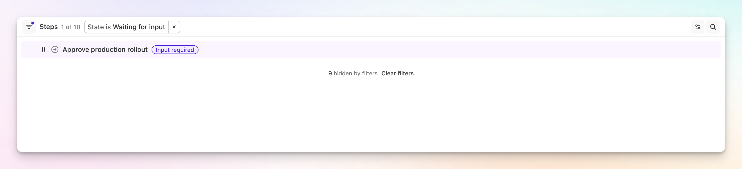 Filtering steps that are waiting for input