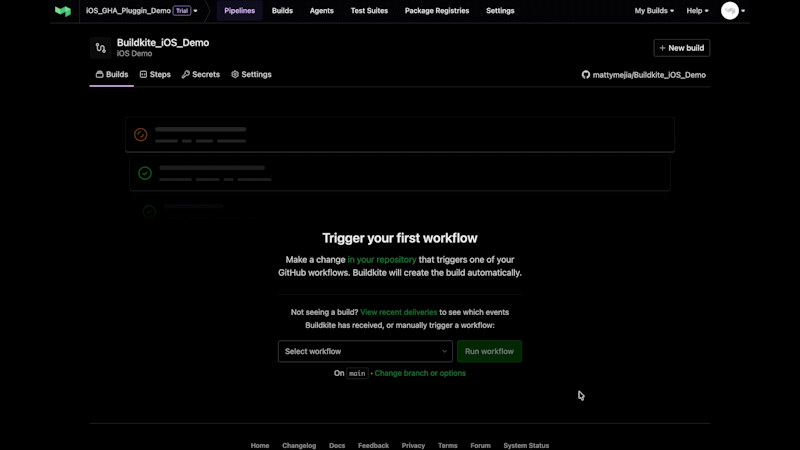 A screen recording of running a worfklow and viewing logs