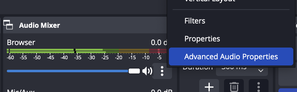 OBS advanced audio properties