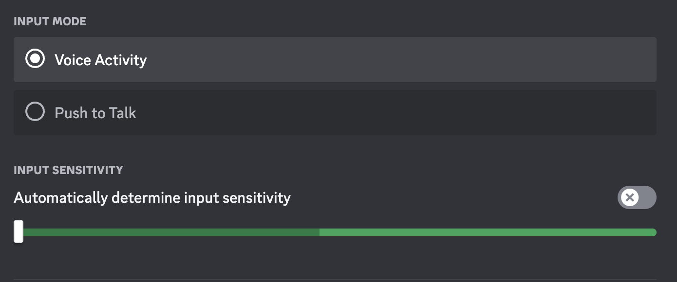 Discord audio input mode