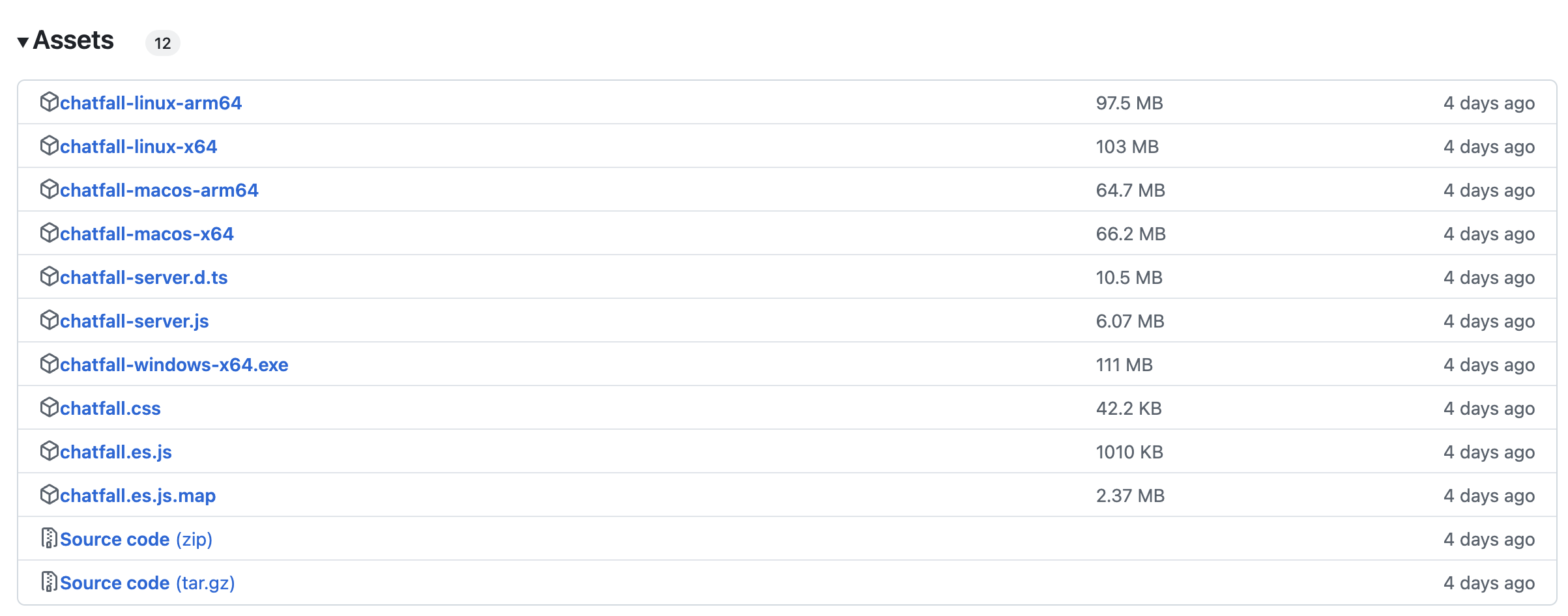 Chatfall release executables
