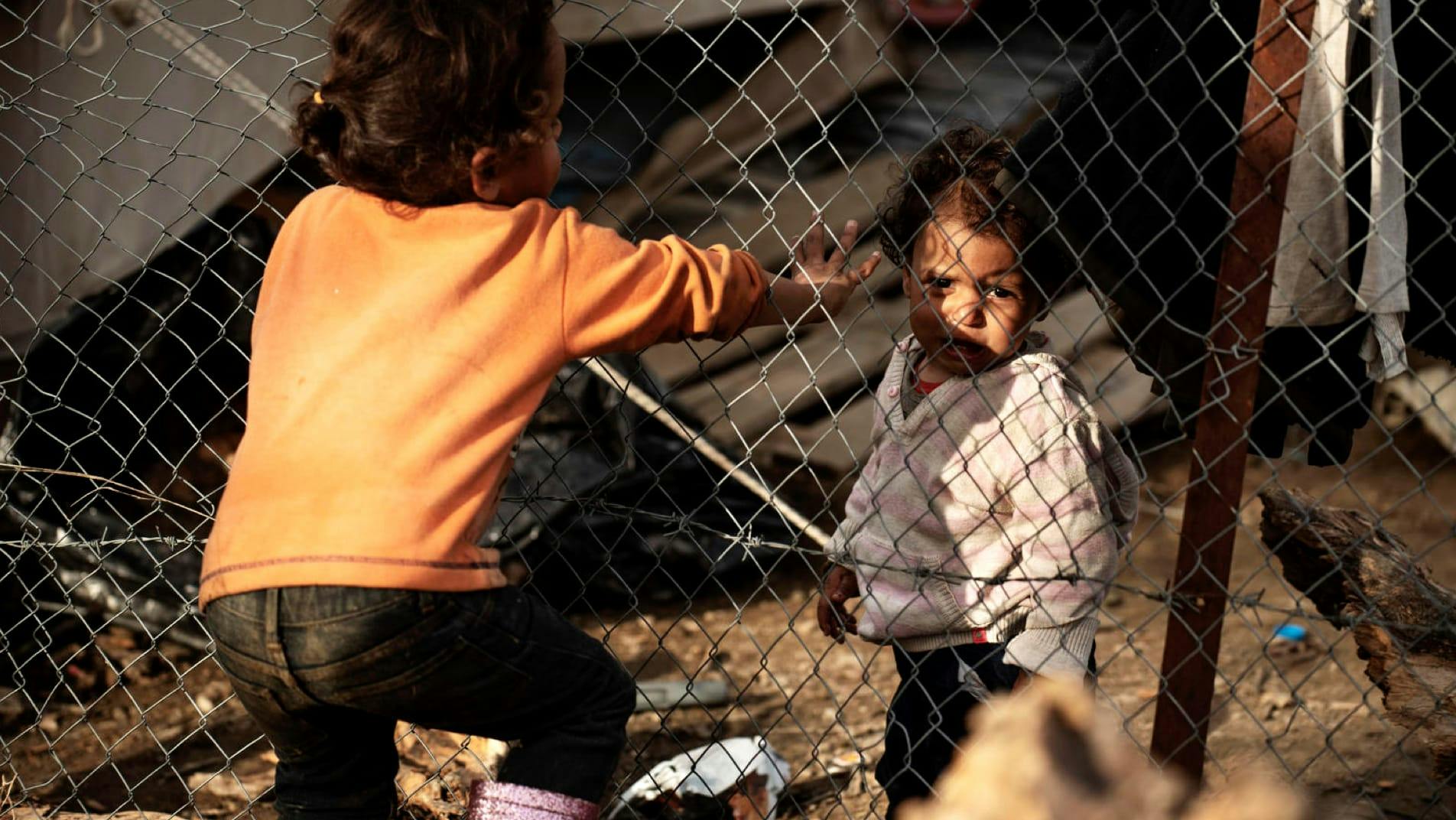 Bambini nel centro migranti di Moria, Lesbo, Grecia.
