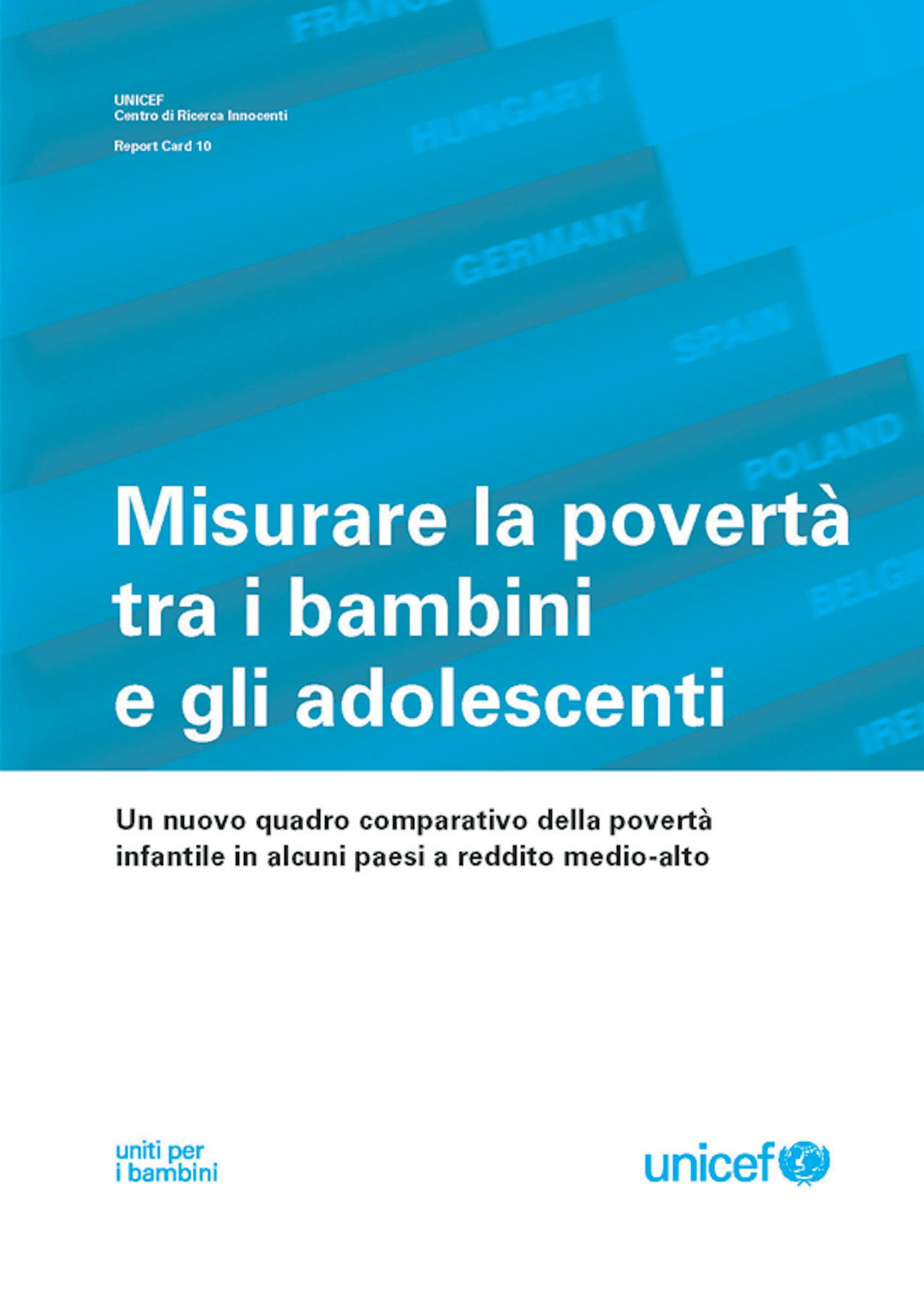 Report Card 10 - Misurare la povertà tra i bambini e gli adolescenti