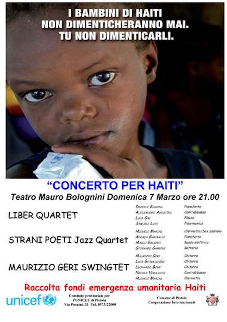 Pistoia, 7 marzo concerto per Haiti