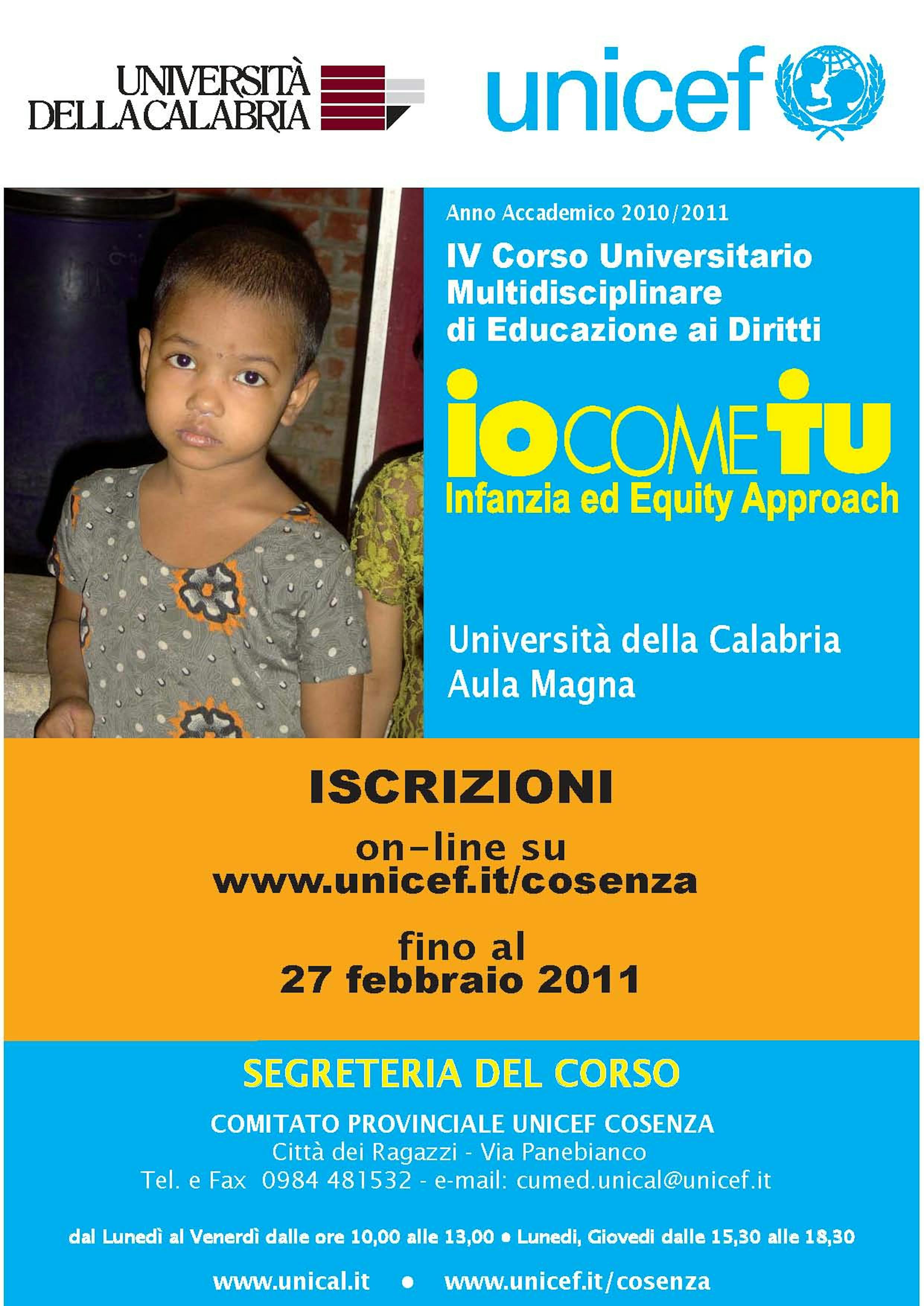 Corso UNICEF 2011 all'Università di Cosenza. Esito delle prove d'esame.