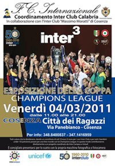 La Coppa dei Campioni dell'Inter fa tappa a Cosenza