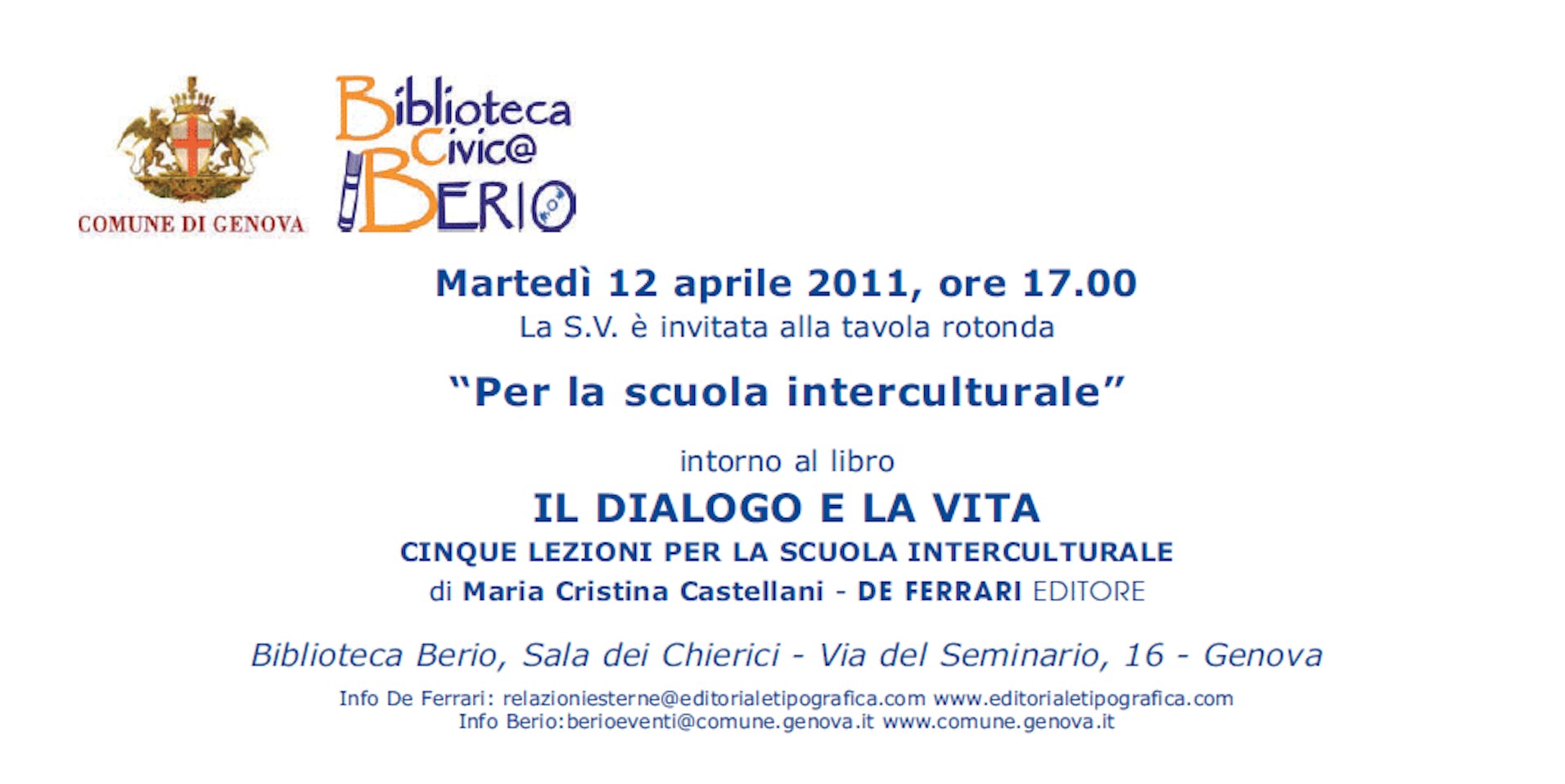 Genova presenta il volume: il dialogo e la vita, cinque lezioni per la scuola interculturale