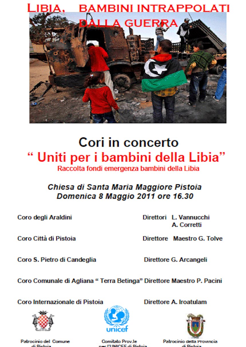 A Pistoia cori in concerto per i bambini della Libia