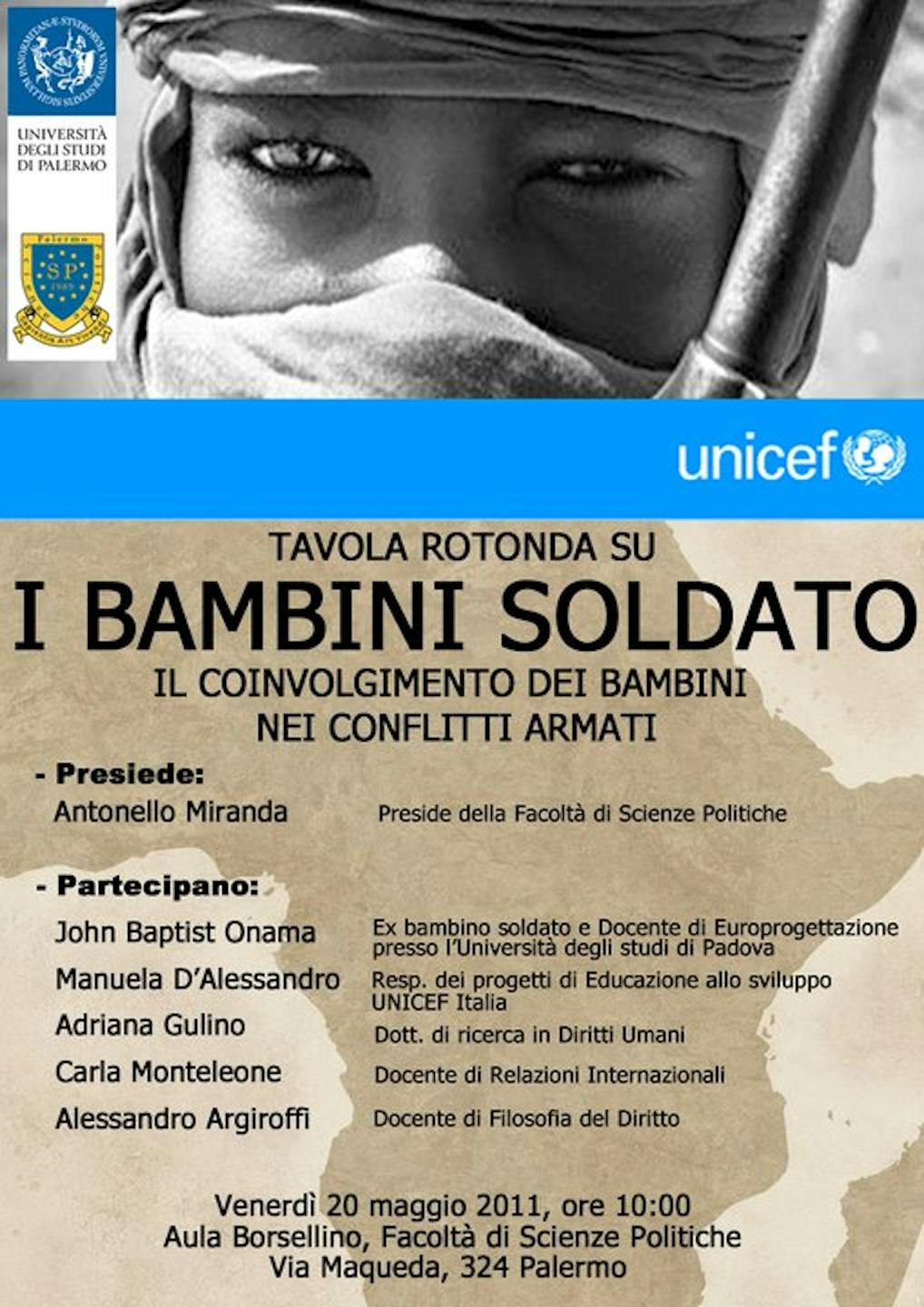 Un seminario sui bambini soldato all'Università di Palermo