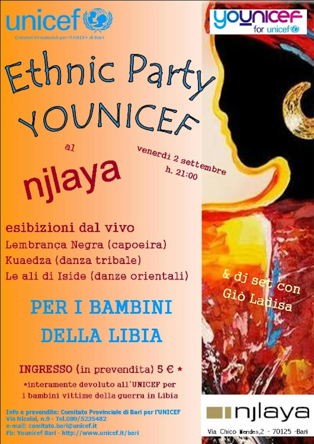 Ethnic Party a Bari per i bambini della Libia
