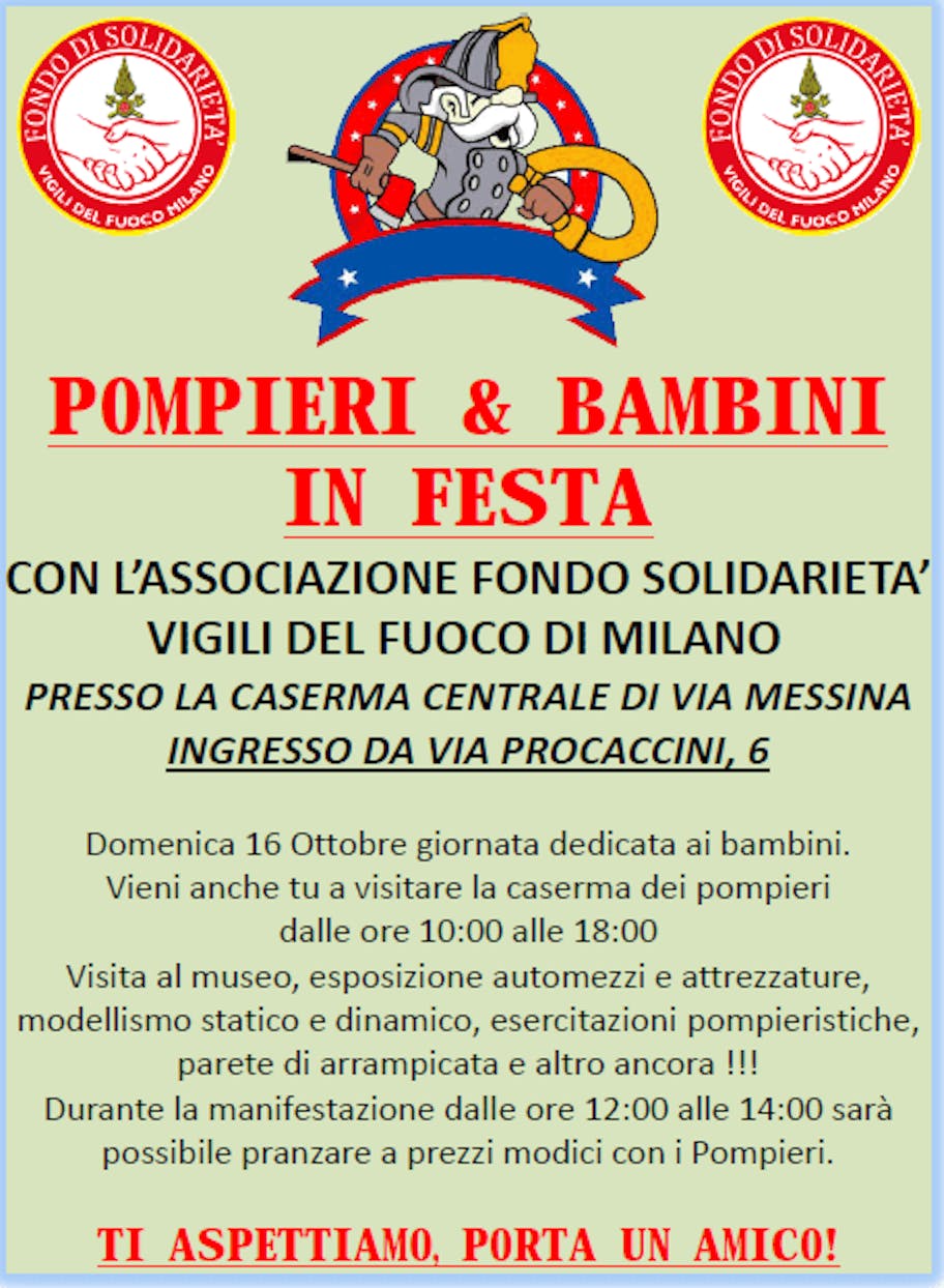 Pompieri e bambini in festa a Milano