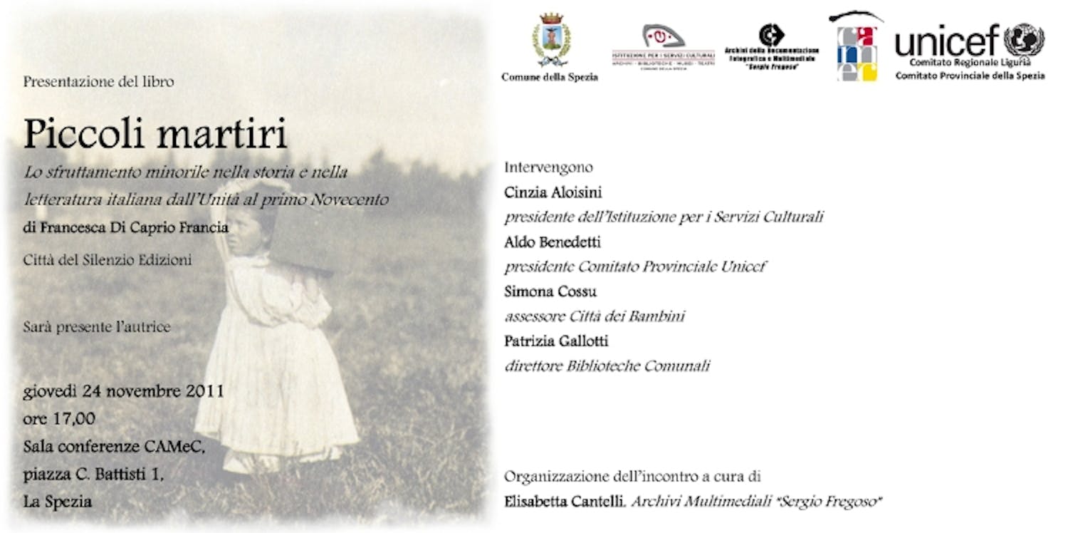 A La Spezia la presentazione di un libro sullo sfruttamento minorile