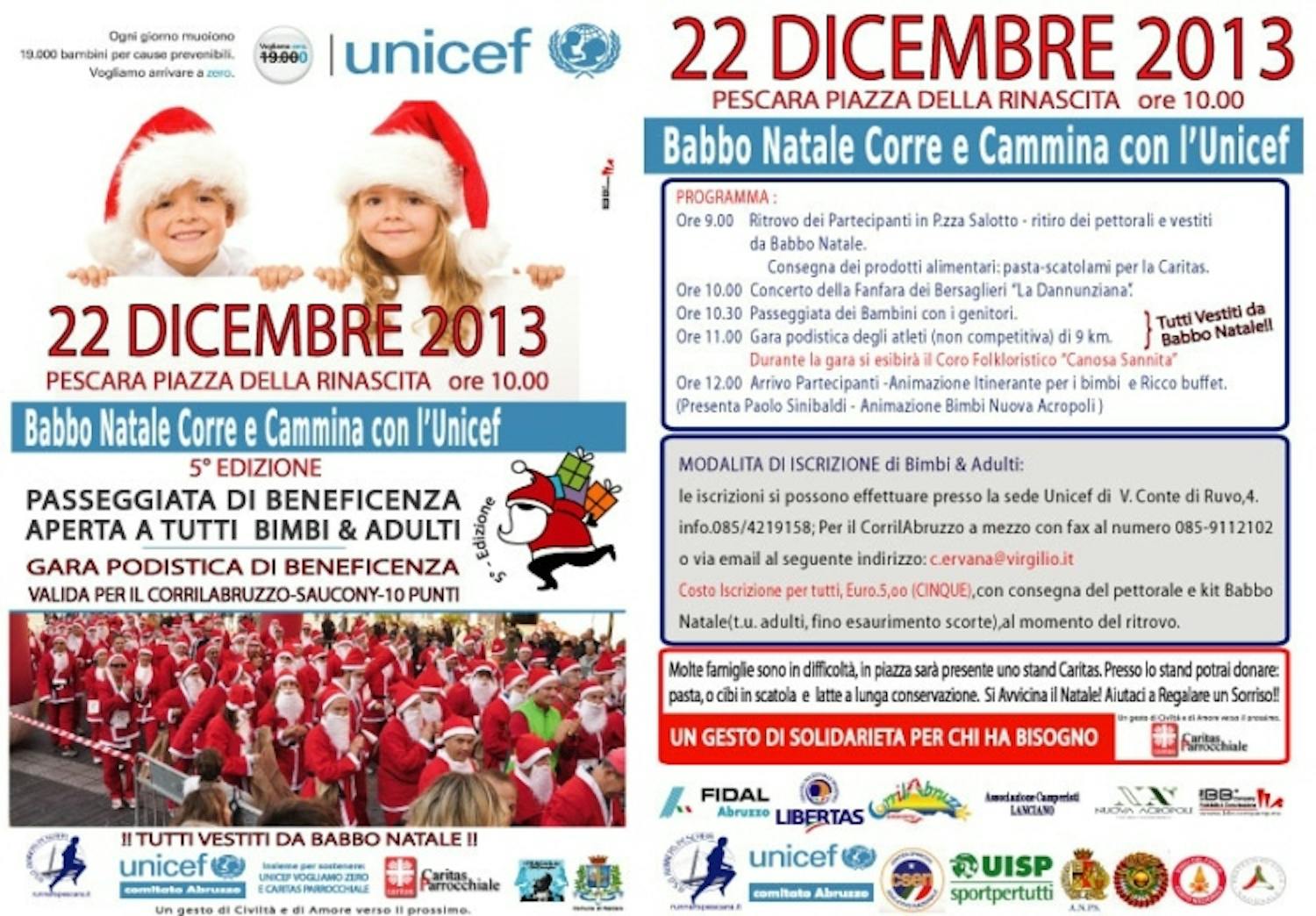 Pescara: Babbo Natale Corre e Cammina con UNICEF