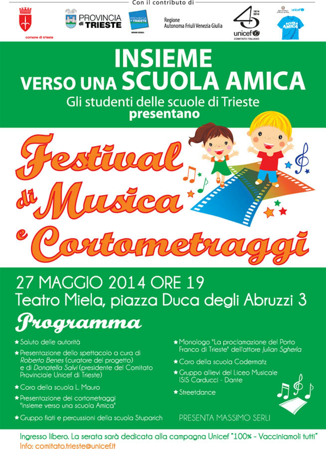 Trieste: tutto pronto per lo spettacolo delle Scuole Amiche UNICEF