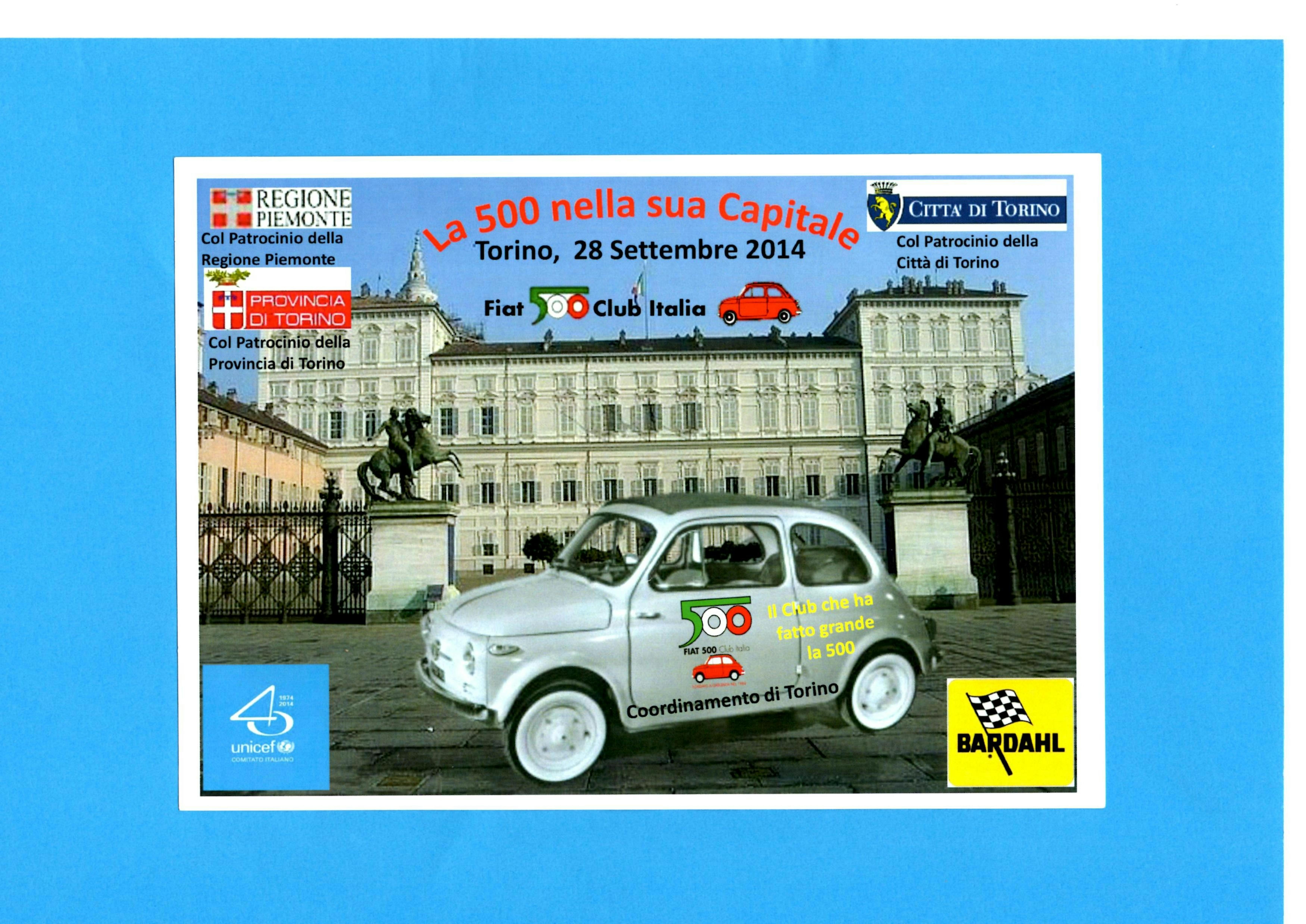 Raduni Fiat 500 Club Italia a Torino e provincia per sostenere UNICEF