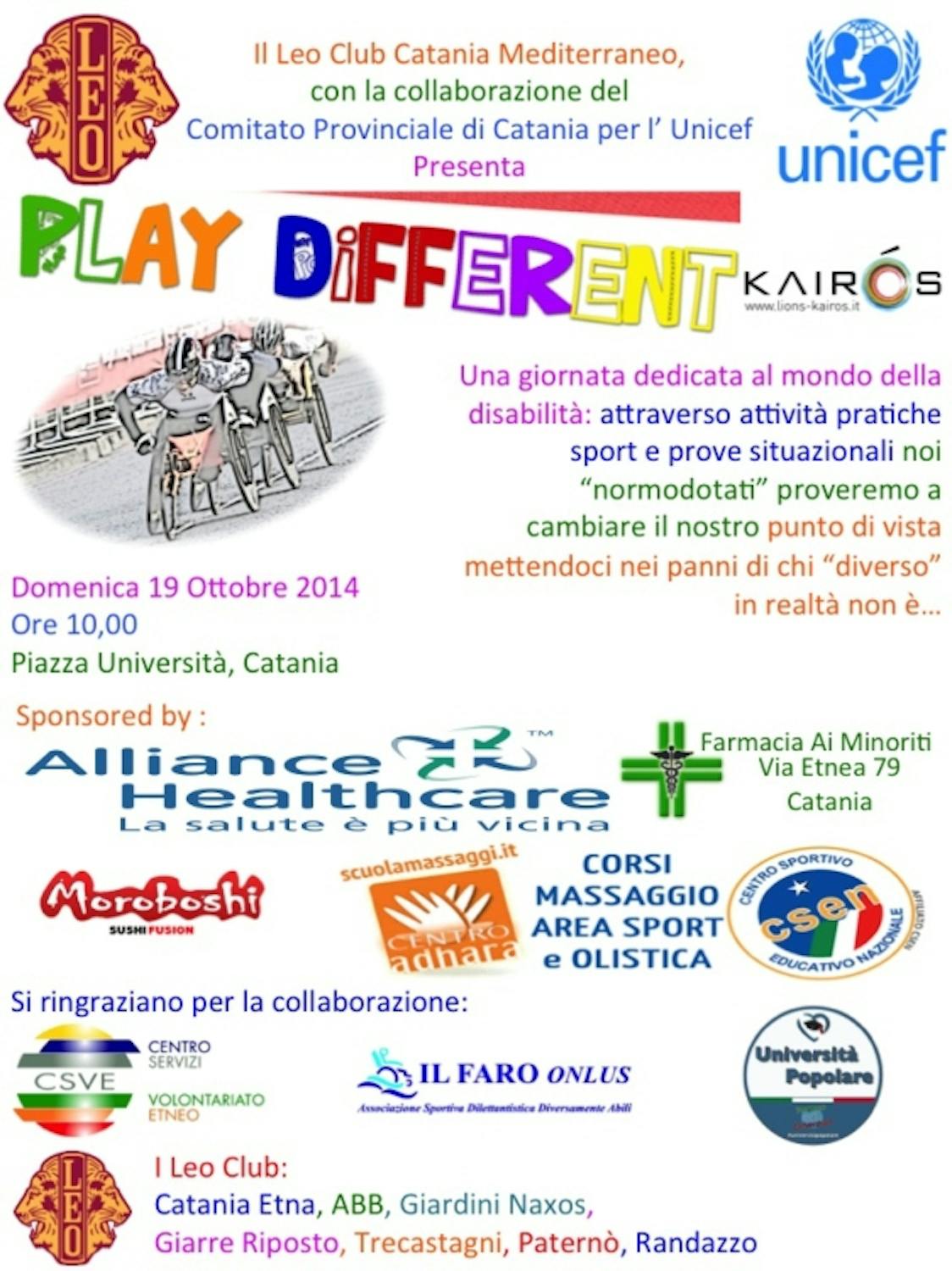 Catania: Leo Club e UNICEF presentano Play Different