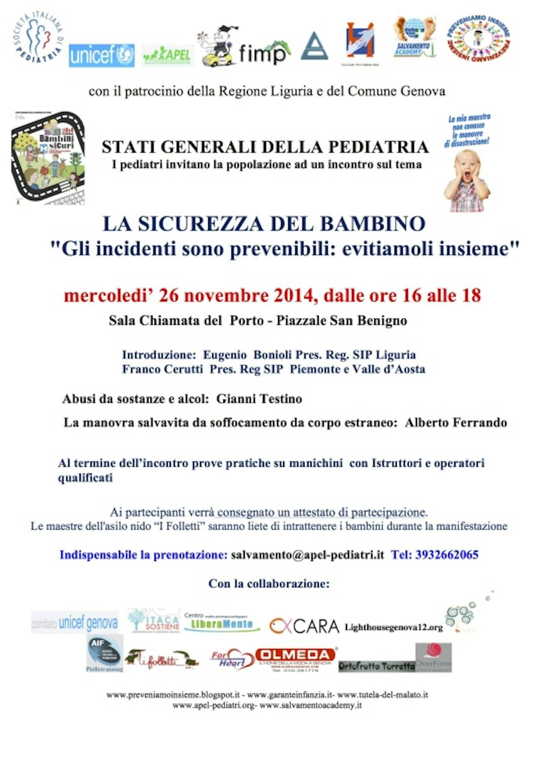 A Genova continuano gli incontri per la sicurezza del bambino