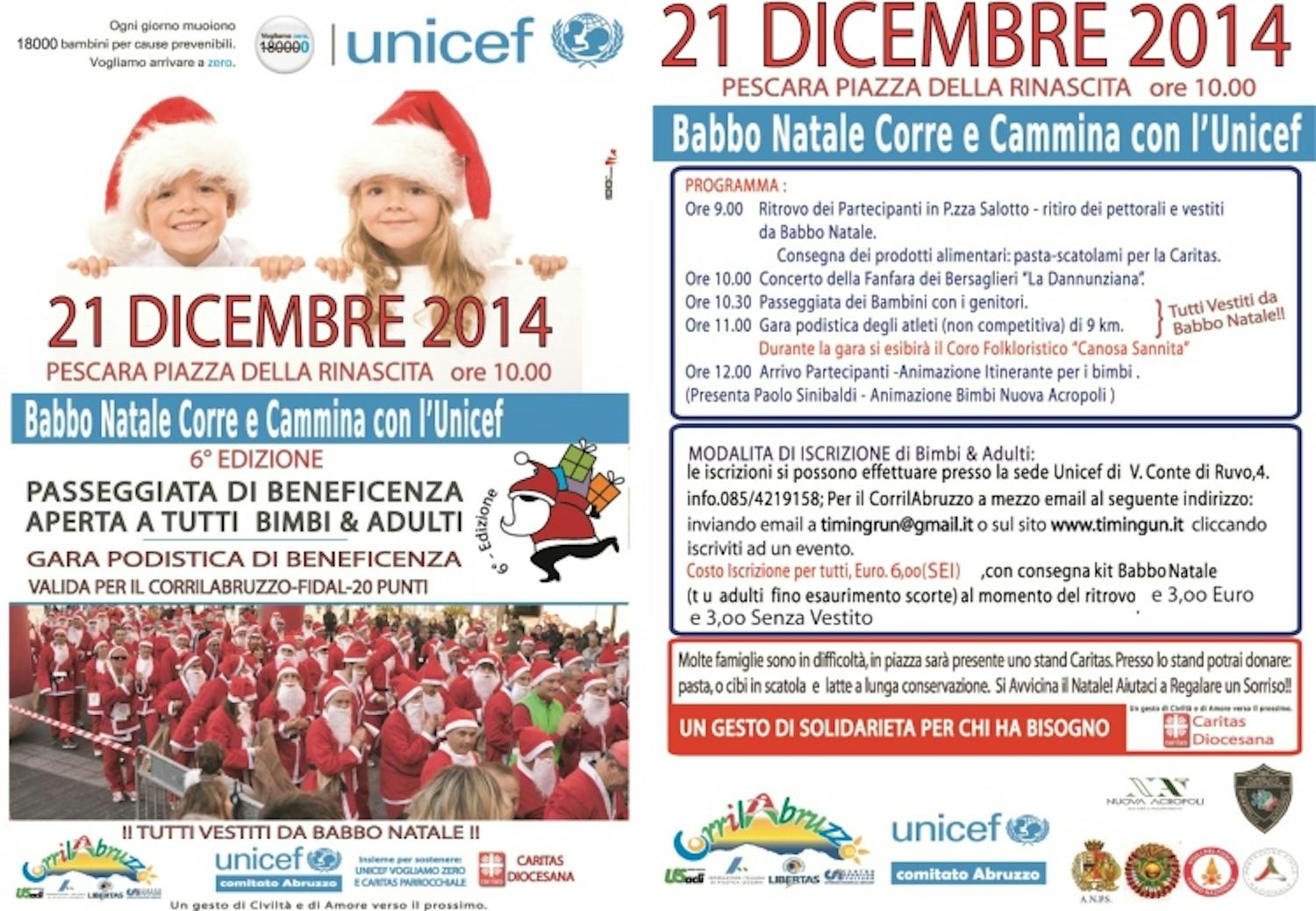 Torna a Pescara la corsa dei Babbi Natale per l'UNICEF