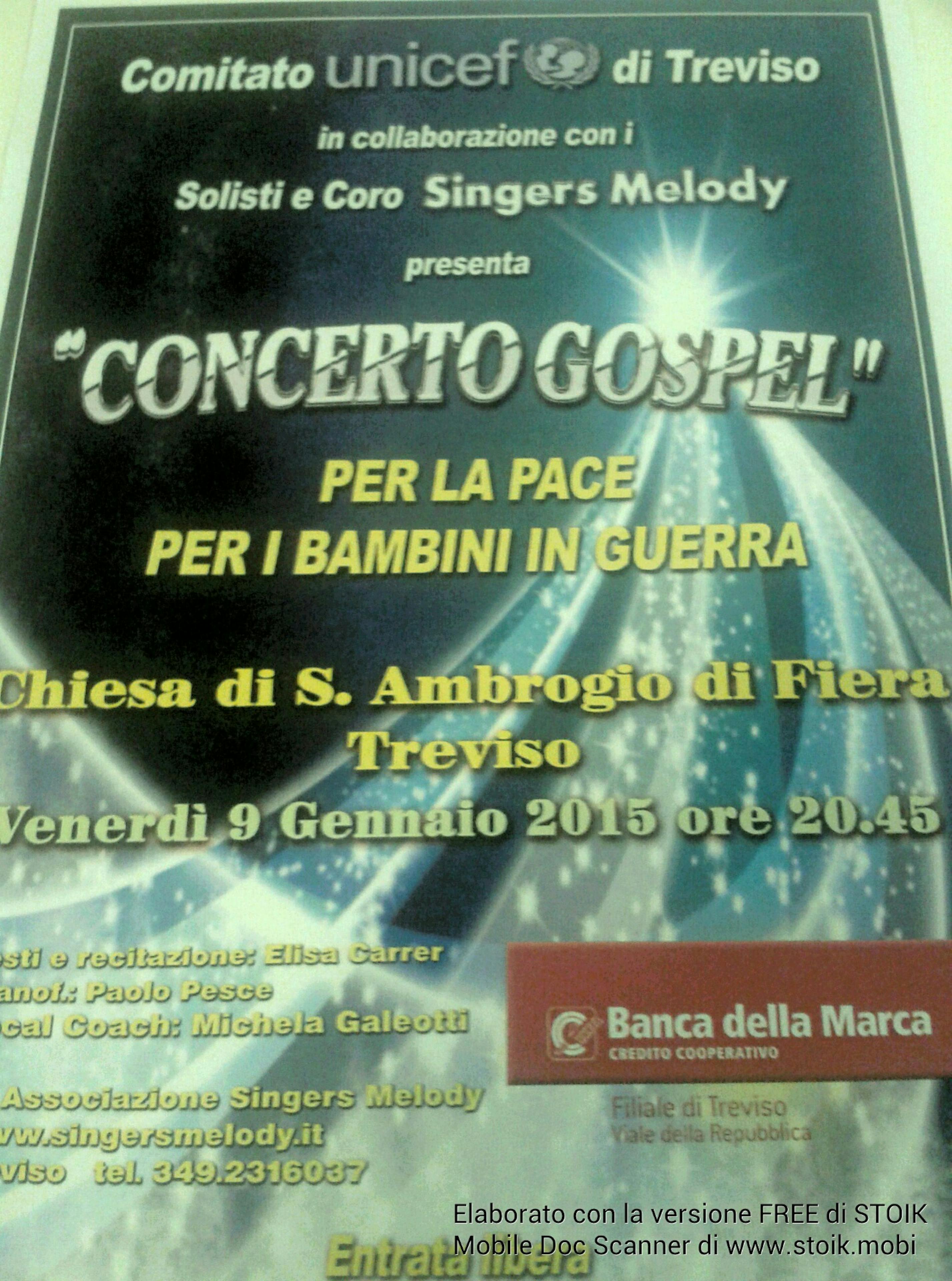 Questa sera a Treviso il concerto Gospel per aiutare i bambini della Siria