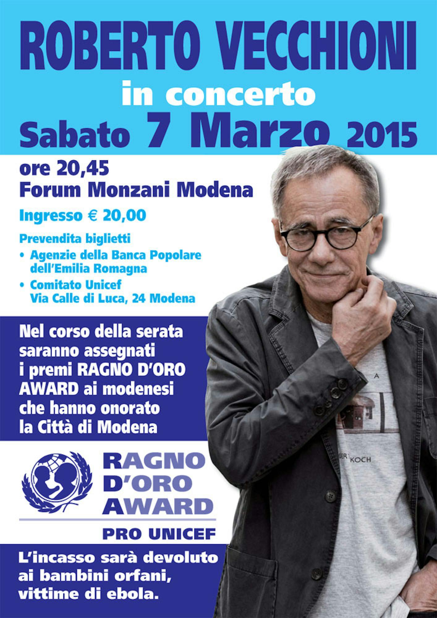 Roberto Vecchioni in concerto per UNICEF