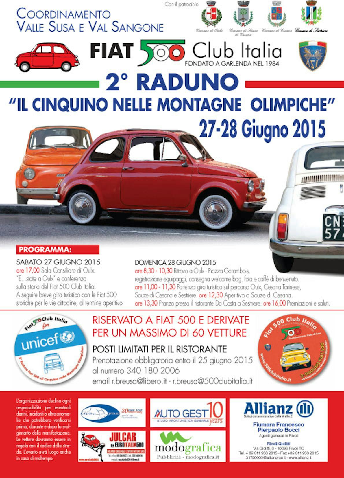 Torino: secondo raduno del FIAT 500 Club Italia con UNICEF