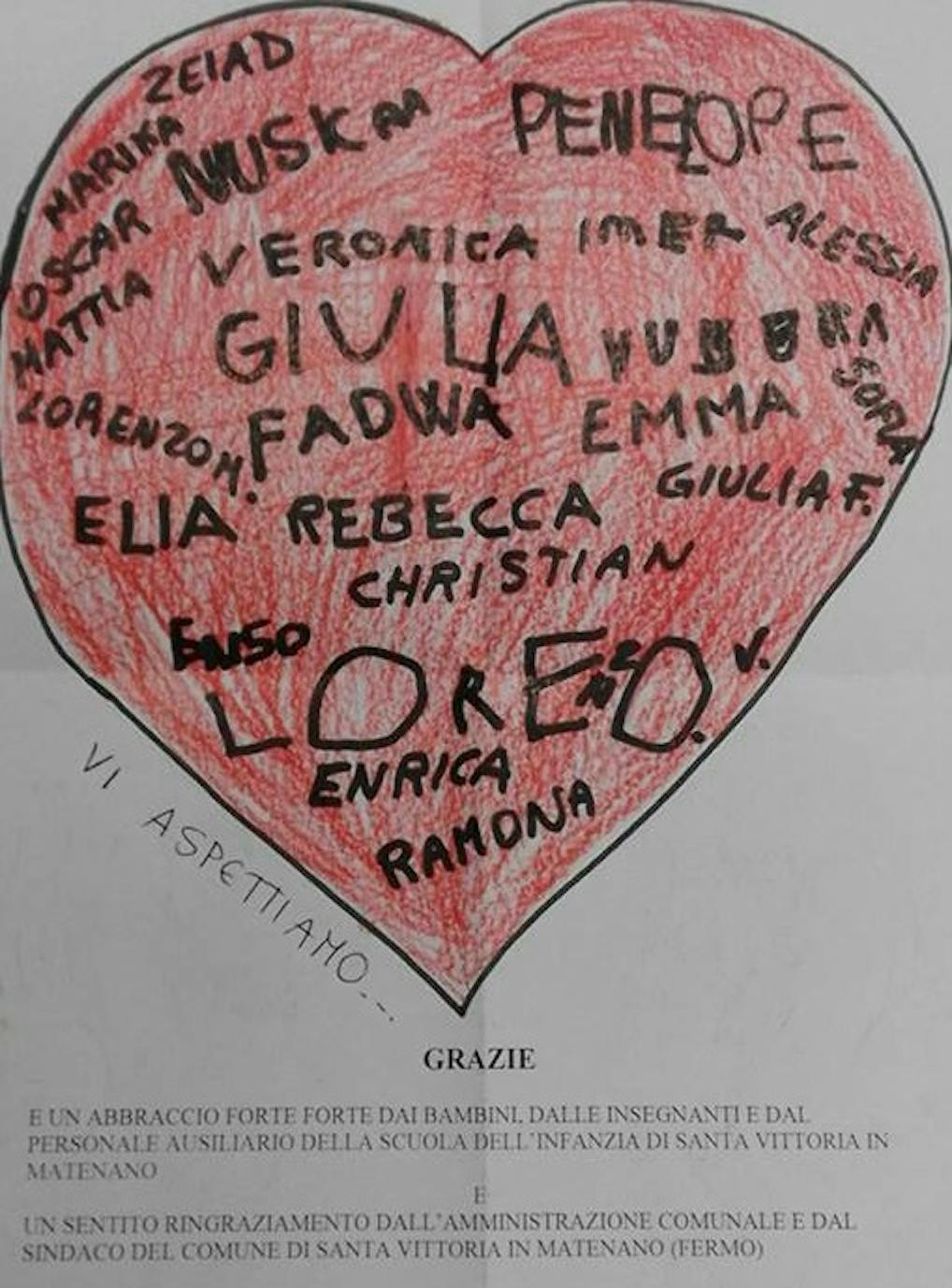 Il cuore disegnato dai bambini di Montefortino (FM)